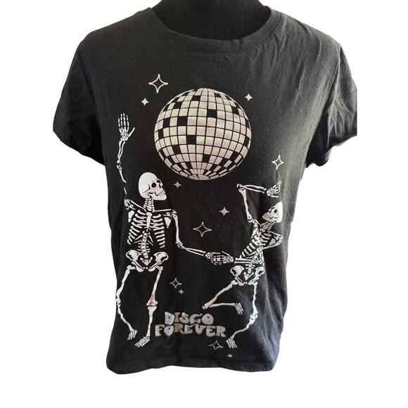 Wound Up Tops - Wound Up Disco Forever Skeleton T-Shirt Junior L 11-13 Halloween Goth Grunge